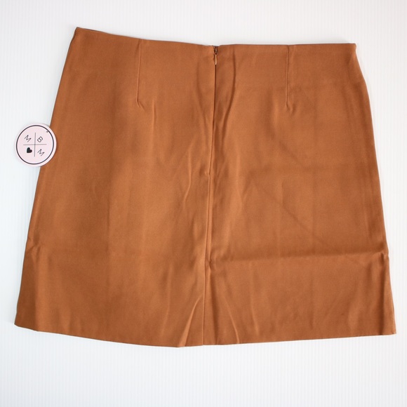 Brown Faux Suede Side Lace Up Mid Waist Mini Skirt - Picture 7 of 7
